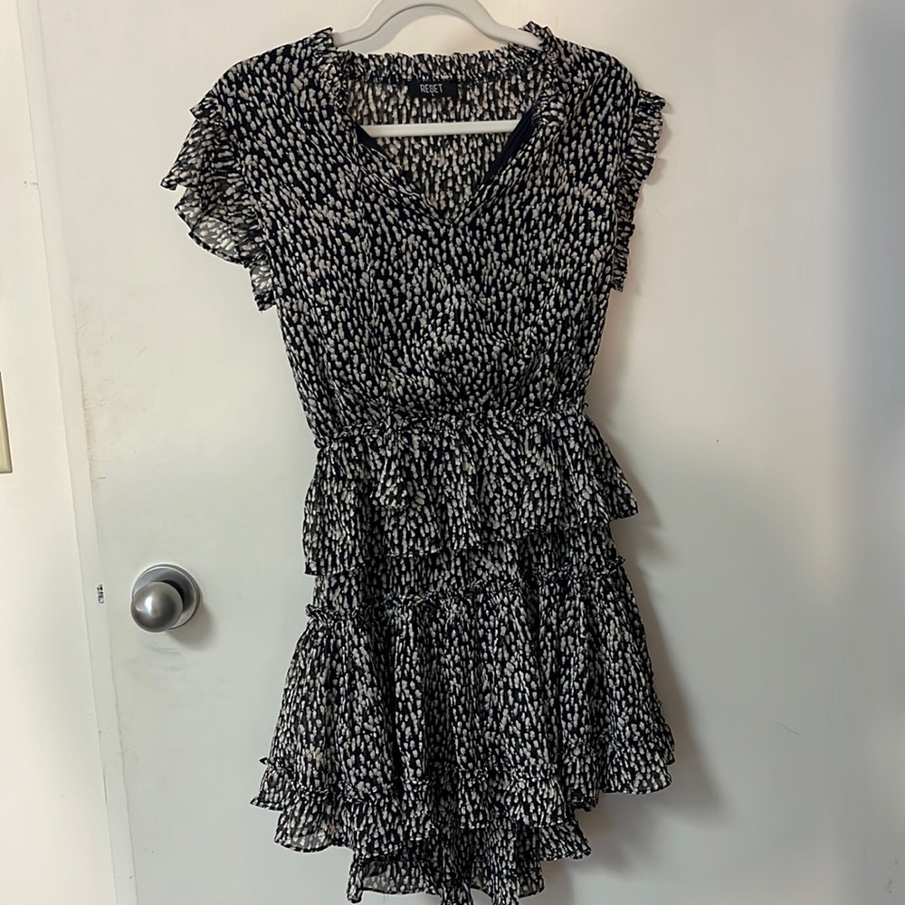 RESET dress size small dotted dress black white and gold